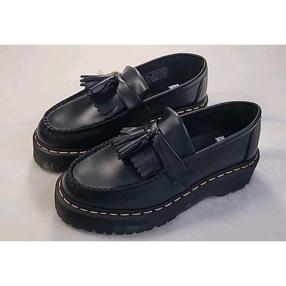 NWT Dr. Martens Tassel Loafers Black Leather Platform M7/W8 Goth Y2K - Picture 4 of 13